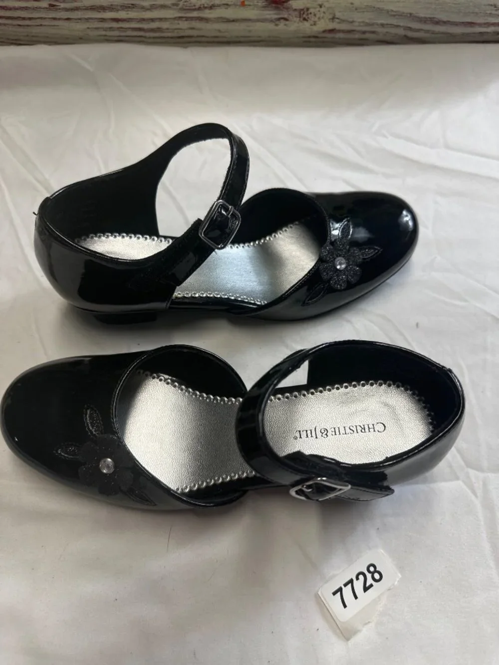 christie & jill 4m girls heaven nwot mary jane black dress shoes velcro strap l
